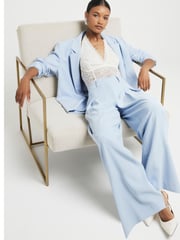 River Island Blue Wide Leg Tailored Trousers - Image 1 of 4