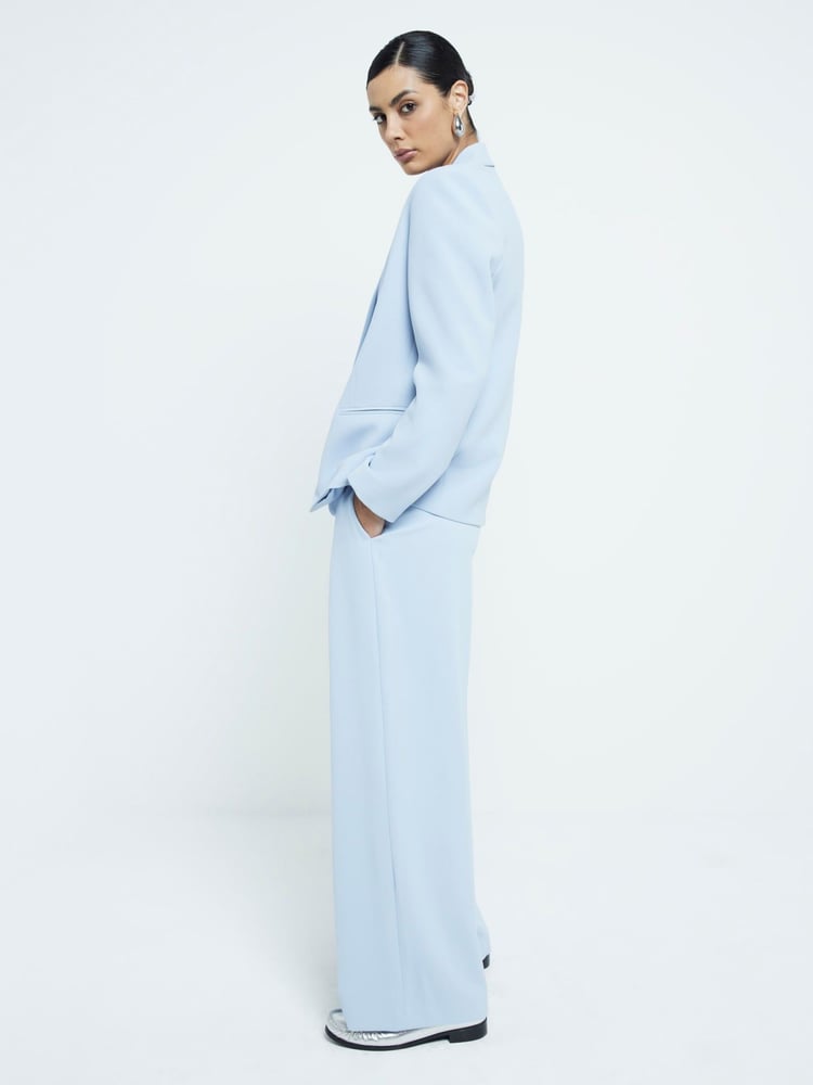 River Island Blue Wide Leg Tailored Trousers - Image 2 of 4
