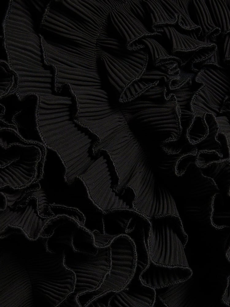River Island Black Volume Frill Front Jumpsuit - Image 6 of 6 River Island Black Volume Frill Front Jumpsuit - Image 6 of 6