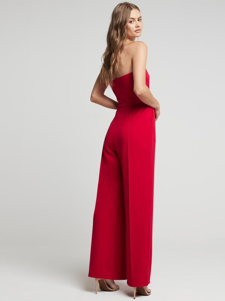 River Island Red Bandeau Wide Leg Jumpsuit - Image 2 of 4