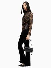 AllSaints Brown Tia Mesh Top - Image 4 of 7