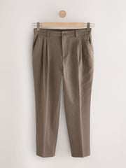 Mushroom Brown Smart Linen Look Trousers With Internal Drawcord - Image 1 of 5