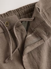 Mushroom Brown Smart Linen Look Trousers With Internal Drawcord - Image 2 of 5