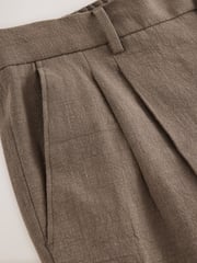 Mushroom Brown Smart Linen Look Trousers With Internal Drawcord - Image 3 of 5