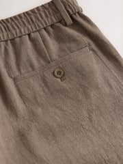 Mushroom Brown Smart Linen Look Trousers With Internal Drawcord - Image 4 of 5