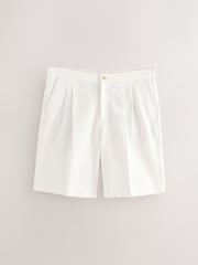 White Smart Linen Look Shorts With Internal Drawcord - Image 5 of 8