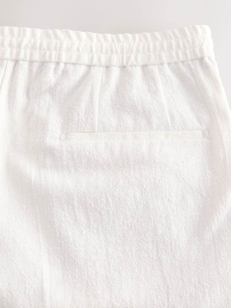 White Smart Linen Look Shorts With Internal Drawcord - Image 8 of 8