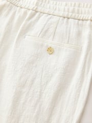 White Smart Linen Look Trousers With Internal Drawcord - Image 10 of 10