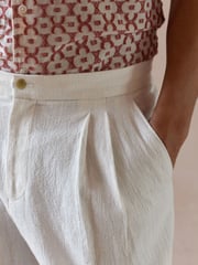 White Smart Linen Look Trousers With Internal Drawcord - Image 5 of 10