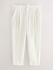 White Smart Linen Look Trousers With Internal Drawcord - Image 6 of 10