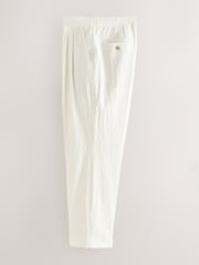 White Smart Linen Look Trousers With Internal Drawcord - Image 7 of 10
