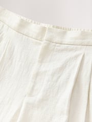 White Smart Linen Look Trousers With Internal Drawcord - Image 8 of 10