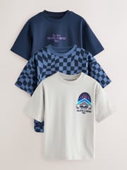 Grey/Blue Skate Relaxed Fit Graphic Print Short Sleeve 100% Cotton T-Shirts 3 Pack (3-16yrs) - Image 1 of 4