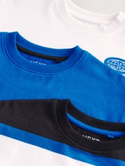 Cobalt Blue/White Stripe Sub5cribe Relaxed Fit Graphic Print Short Sleeve 100% Cotton T-Shirts 3 Pack (3-16yrs) - Image 6 of 7