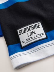 Cobalt Blue/White Stripe Sub5cribe Relaxed Fit Graphic Print Short Sleeve 100% Cotton T-Shirts 3 Pack (3-16yrs) - Image 7 of 7