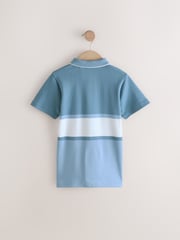 Blue Colourblock Stripe Short Sleeve 100% Cotton Polo Shirt (3-16yrs) - Image 2 of 4