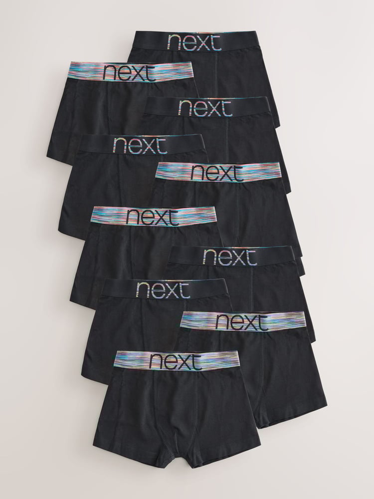 Black with Bright Waistband Trunks 10 Pack (1.5-16yrs) - Image 1 of 14