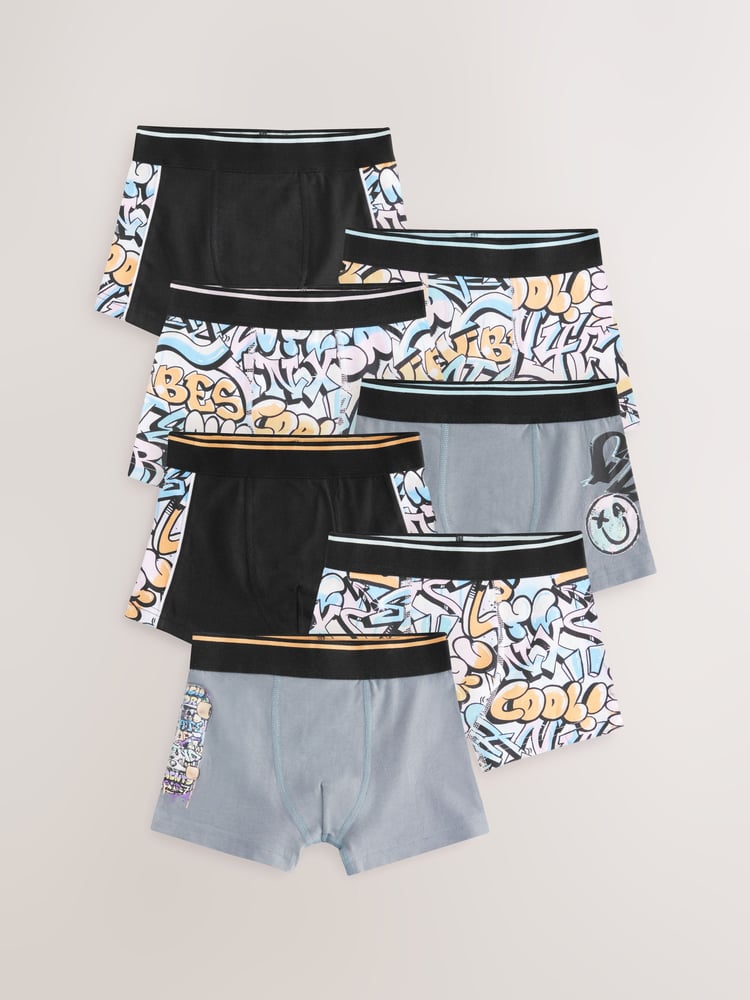 Pastel Grafitti Print Trunks 7 Pack (2-16yrs) - Image 1 of 11