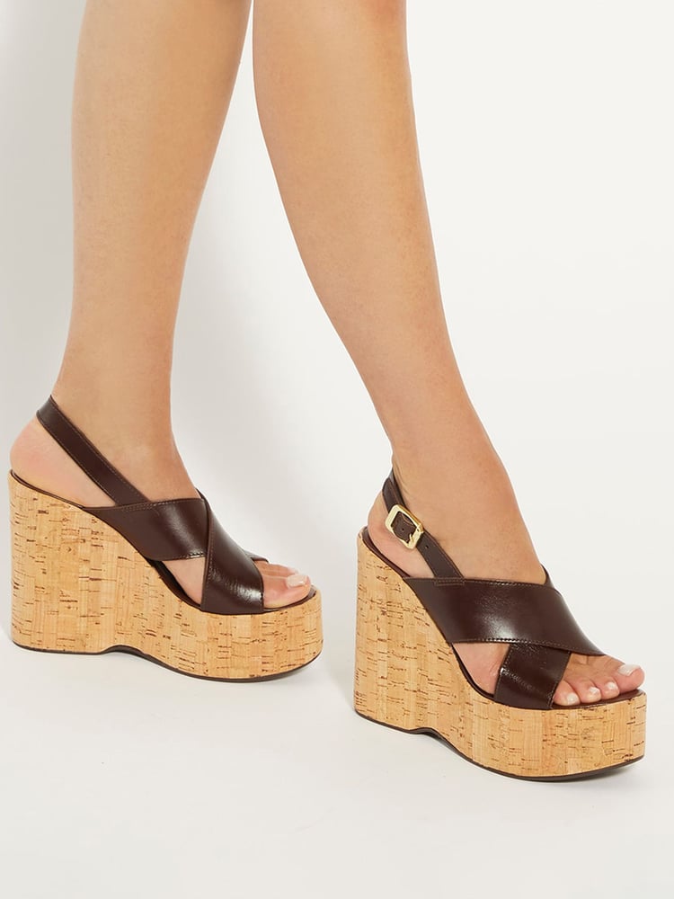 Dune London Brown Kaiden Chunky Cork Wedge Sandals - Image 1 of 6