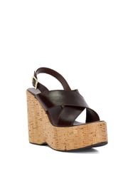 Dune London Brown Kaiden Chunky Cork Wedge Sandals - Image 2 of 6