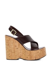 Dune London Brown Kaiden Chunky Cork Wedge Sandals - Image 3 of 6