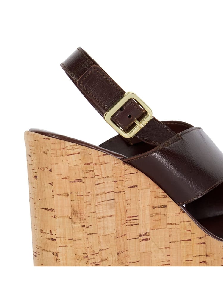 Dune London Brown Kaiden Chunky Cork Wedge Sandals - Image 6 of 6