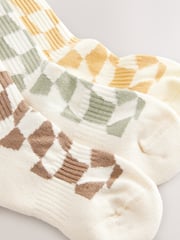 Neutral 3 Pack Cotton Rich Checkerboard Cushioned Sole Ankle Socks - Image 3 of 4