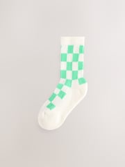 White, Pink, Purple and Green 3 Pack Cotton Rich Checkerboard Cushioned Sole Ankle Socks - Image 2 of 6