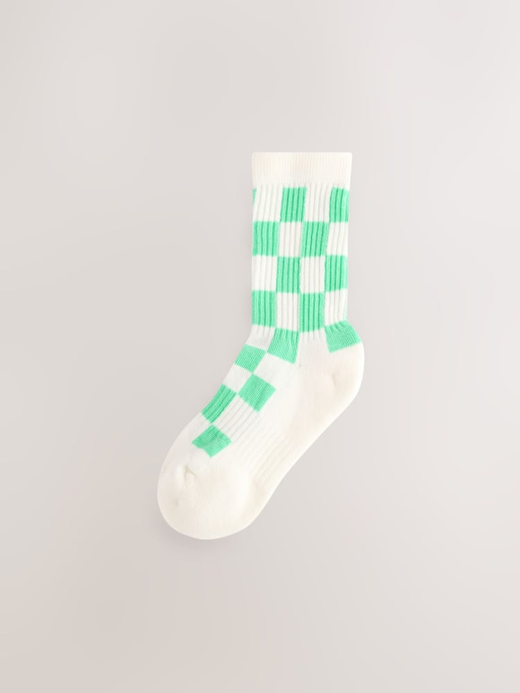 White, Pink, Purple and Green 3 Pack Cotton Rich Checkerboard Cushioned Sole Ankle Socks - Image 2 of 6