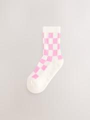 White, Pink, Purple and Green 3 Pack Cotton Rich Checkerboard Cushioned Sole Ankle Socks - Image 3 of 6