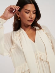 Nobodys Child Cream Boho Ruffle JoJo Midi Dress - Image 4 of 5