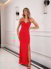 Sistaglam Red Ari All Over Ruching Maxi Sweetheart Neckline Dress - Image 2 of 4