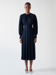 LK Bennett Blue Rosanna Viscose Crepe And Knit Mixed Media Dress - Image 1 of 3