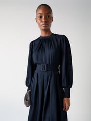 LK Bennett Blue Rosanna Viscose Crepe And Knit Mixed Media Dress - Image 3 of 3