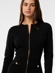 Forever New Black Dani Long Sleeves Zip Detail Mini Dress - Image 3 of 5