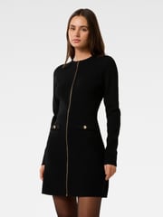 Forever New Black Dani Long Sleeves Zip Detail Mini Dress - Image 4 of 5