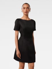 Forever New Black Petite Simone Bow Back Mini Dress with a Touch of Linen - Image 3 of 5
