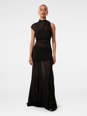 Forever New Black Petite Lune Layered Mesh Dress - Image 1 of 4