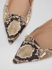 LK Bennett Natural Blair Snake Effect Bar Trim Flats - Image 4 of 4