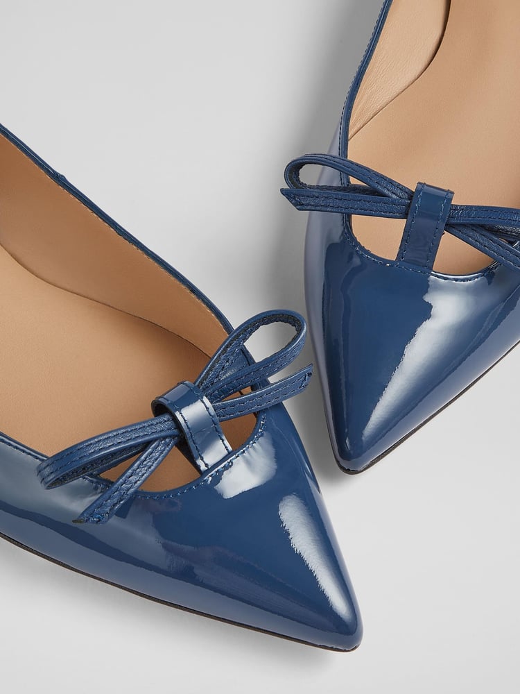 LK Bennett Blue Lynne Patent Mini Bow Flats - Image 4 of 4