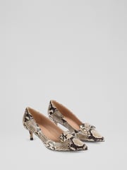 LK Bennett Natural Caryn Snake Effect Bar Trim Courts - Image 2 of 4