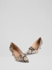 LK Bennett Natural Caryn Snake Effect Bar Trim Courts - Image 3 of 4