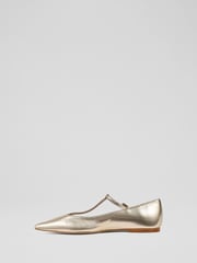 LK Bennett Metallic Drew T Bar Flats - Image 2 of 4