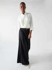 LK Bennett Blue & Navy Colette Maxi Pleated Trousers - Image 1 of 4