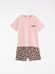 Lipsy Pink Leopard Printed Jersey Cotton Pyjamas 2 Pack (5-16yrs) - Image 3 of 4