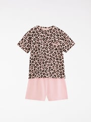 Lipsy Pink Leopard Printed Jersey Cotton Pyjamas 2 Pack (5-16yrs) - Image 4 of 4