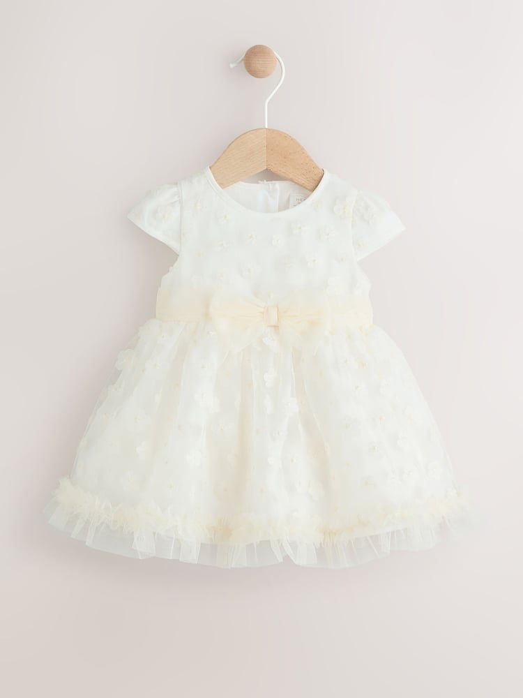 White 3D Flowers Baby Occasion Dress (0mths-2yrs) - Image 1 of 8