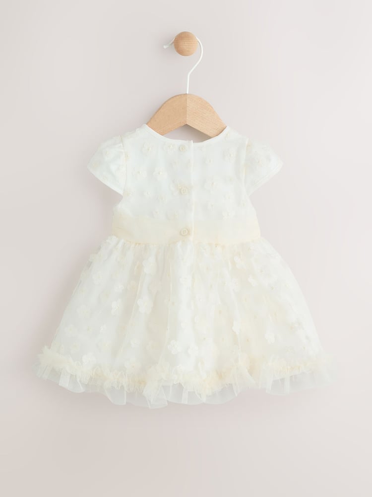 White 3D Flowers Baby Occasion Dress (0mths-2yrs) - Image 2 of 8