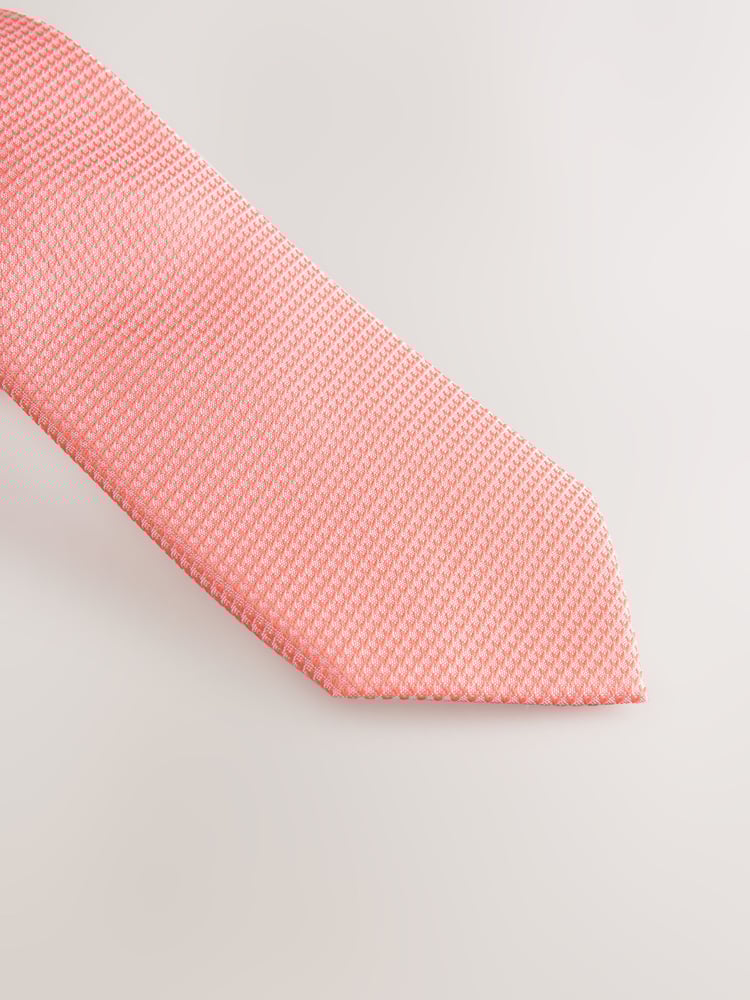 Coral Textured Tie And Pocket Square Set - Image 2 of 4