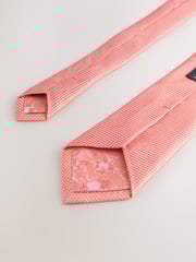 Coral Textured Tie And Pocket Square Set - Image 3 of 4